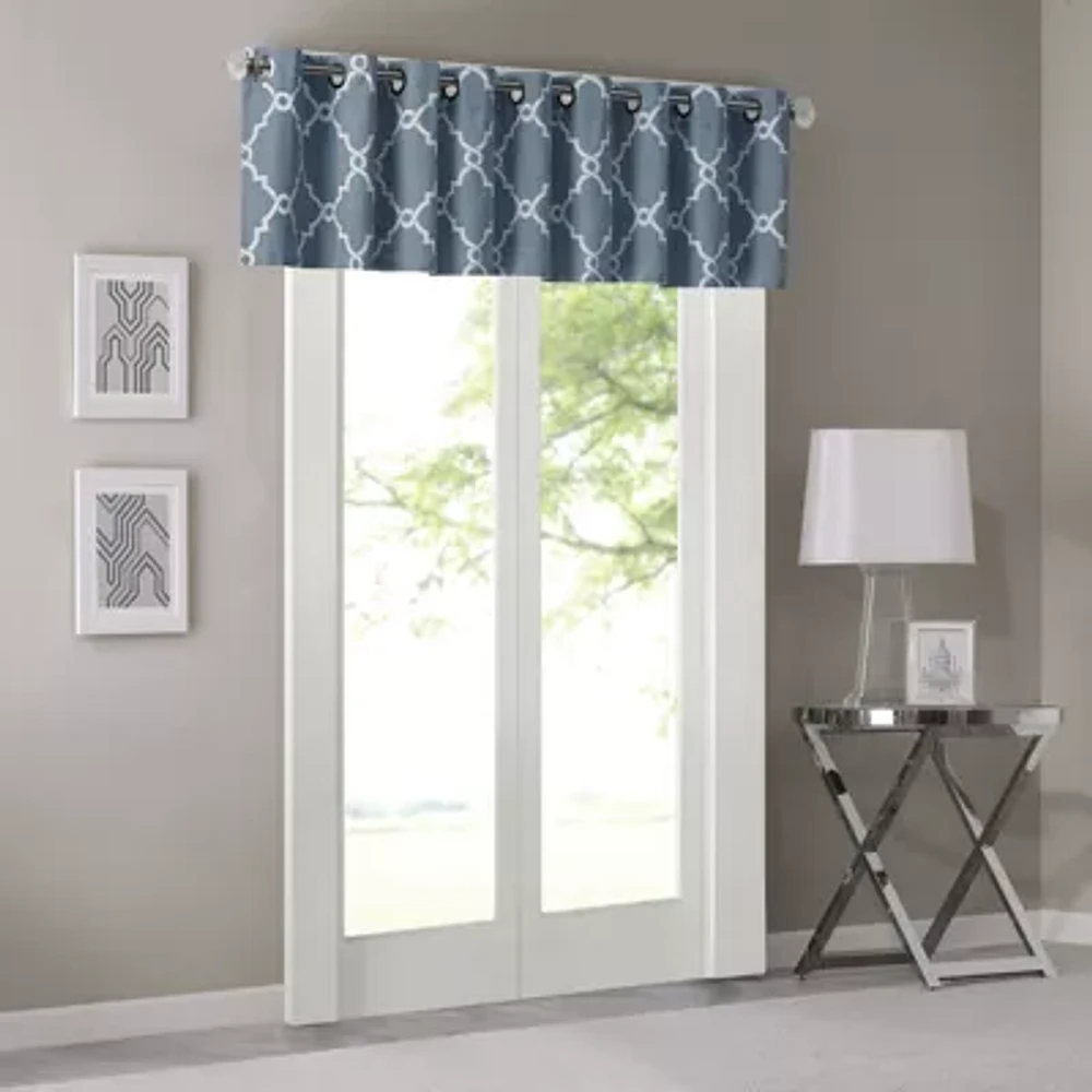 Madison Park Westmont Fretwork Print 50"W X 18"L Grommet Top Tailored Valance