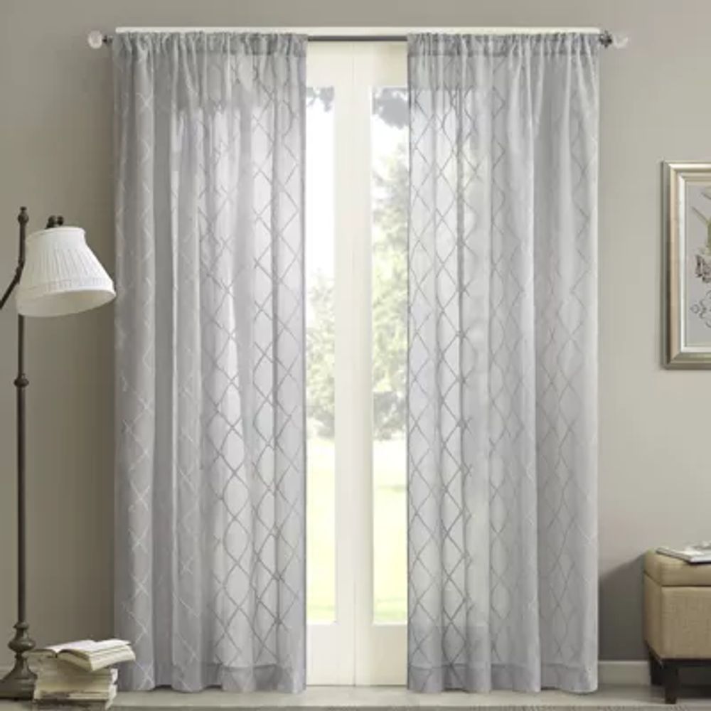 Madison Park Iris Diamond Rod Pocket Sheer Single Curtain Panel