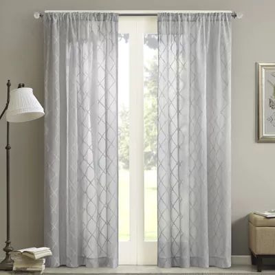Madison Park Iris Diamond Rod Pocket Sheer Single Curtain Panel
