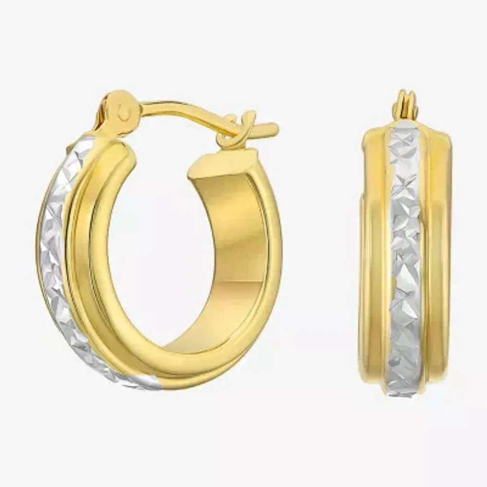 Womens 14K Two Tone Gold 12.5mm Hoop Earrings
