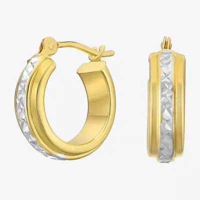 Womens 14K Two Tone Gold 12.5mm Hoop Earrings