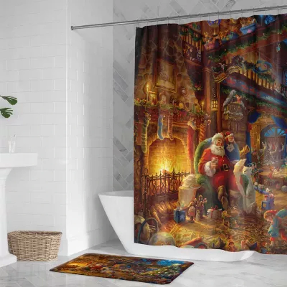 Thomas Kinkade Santa'S Workshop Shower Curtain