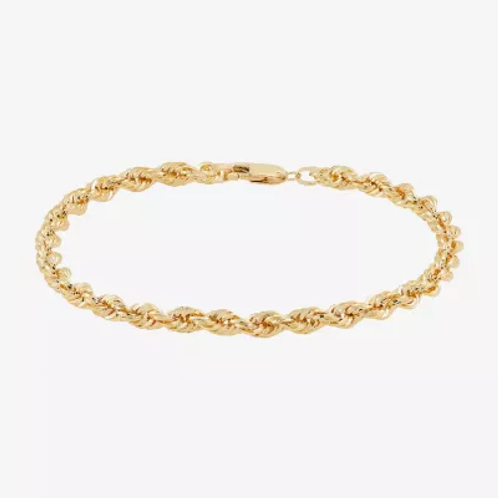 Mens 10K Gold 8 1/2 Inch Hollow Rope Chain Bracelet