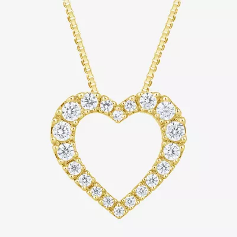 H-I / I1) Womens 1/ CT. T.W. Lab Grown White Diamond 10K Gold Heart 18 Inch Pendant Necklace