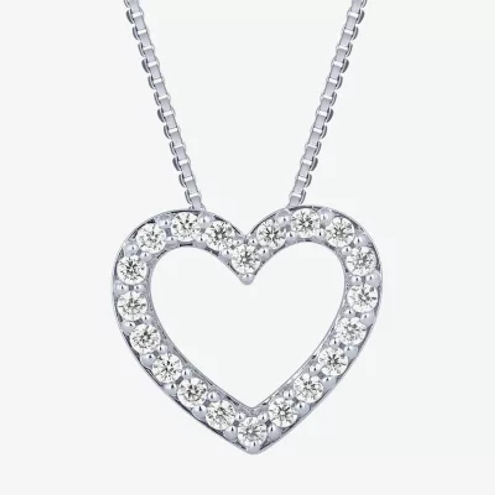 (H-I / I1) Womens 1/2 CT. T.W. Lab Grown White Diamond 10K Gold Heart 18 Inch Pendant Necklace