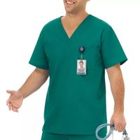 Fundamentals By White Swan 14900 1-Pocket Unisex Adult Big and Tall V Neck Short Sleeve Scrub Top