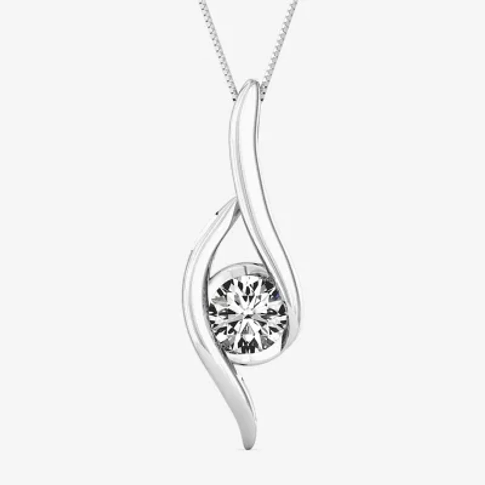 Sirena Womens 1/8 CT. T.W. Genuine White Diamond 14K White Gold 18 Inch Pendant Necklace