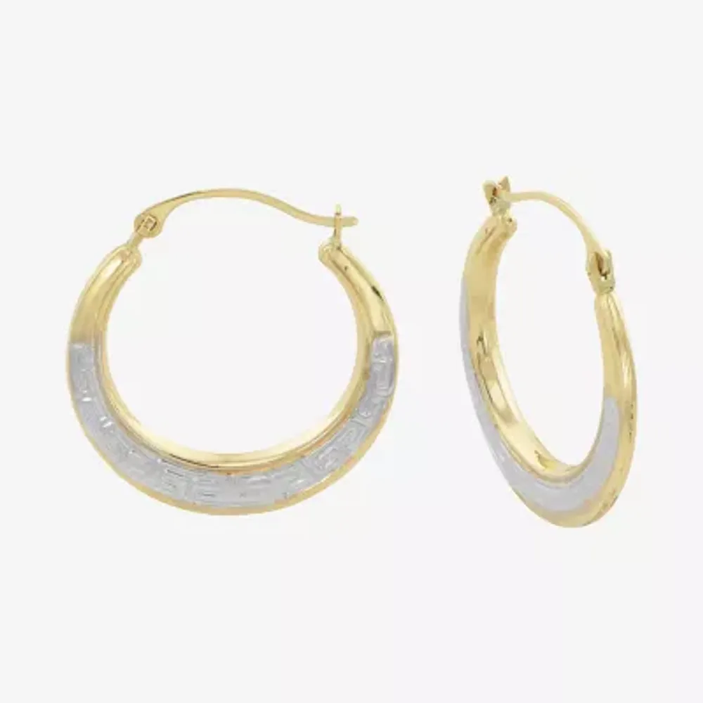 Womens 14K Two Tone Gold 19mm Round Hoop Earrings