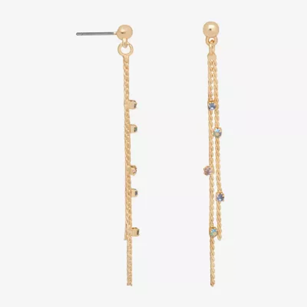 Bijoux Bar Delicates Gold Tone Womens Multi Color Glass Drop Earrings