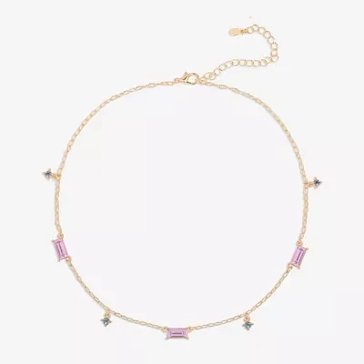 Bijoux Bar Delicates Gold Tone Womens Multi Color 16 Inch Collar Necklace