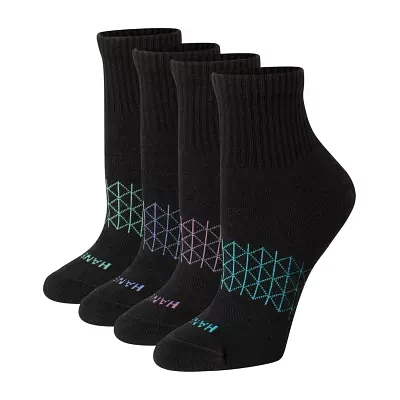 Hanes Absolute Active Womens Breathable 4 Pair Quarter Ankle Socks