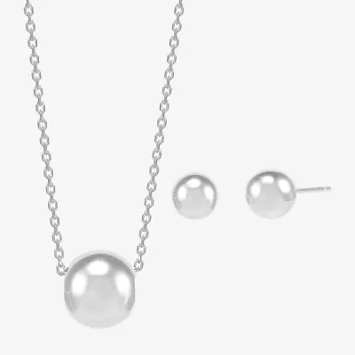 Made in Italy Womens Sterling Silver Round 2-pc. Jewelry Set