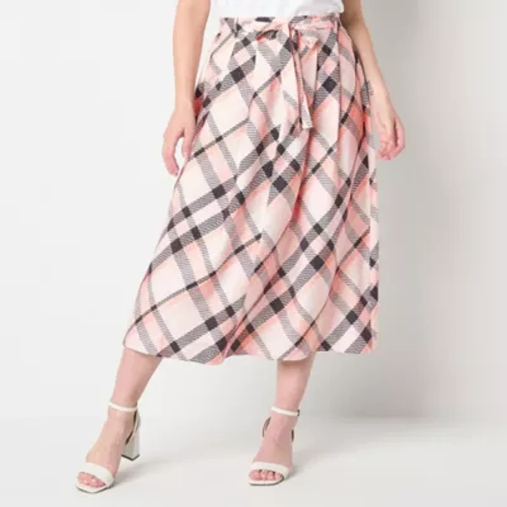 Liz Claiborne Womens Mid Rise Midi A-Line Skirt