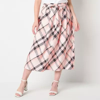 Liz Claiborne Womens Mid Rise Midi A-Line Skirt