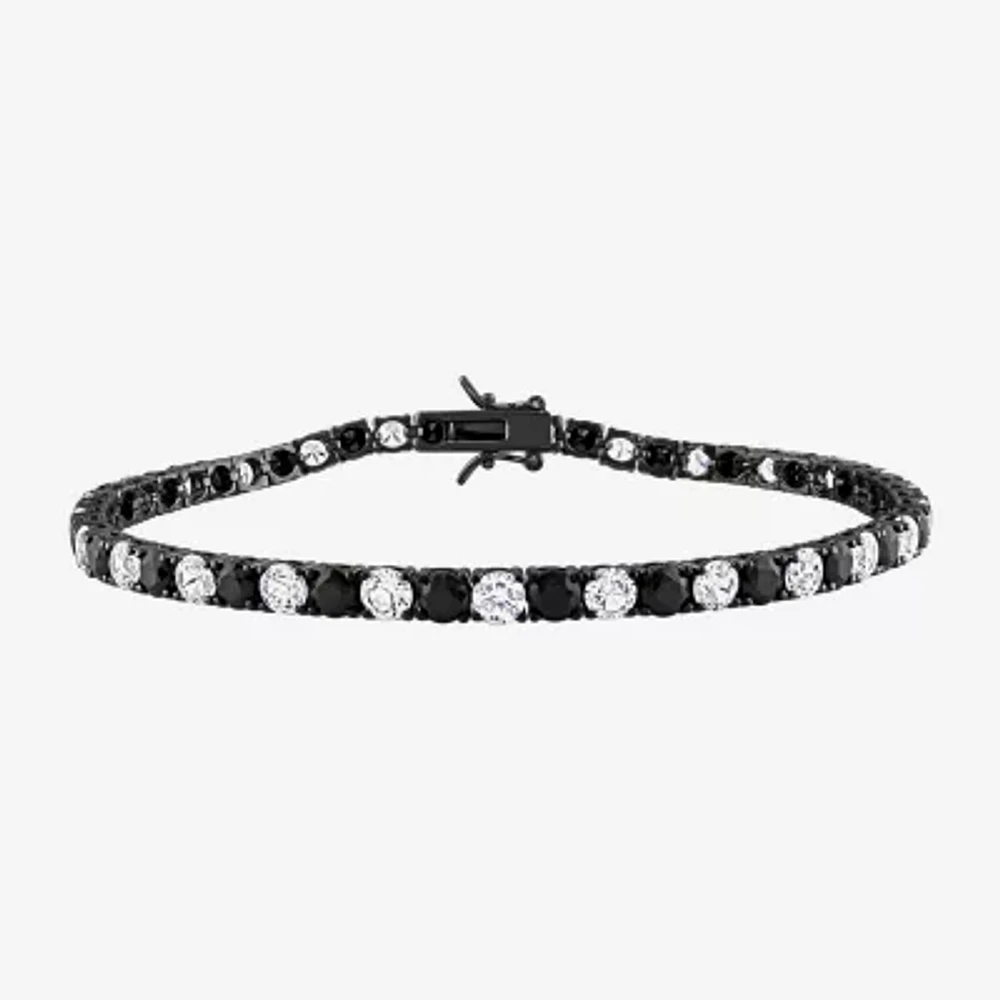 Mens Lab Created Multi Color Sapphire Sterling Silver 9 Inch Tennis Bracelet