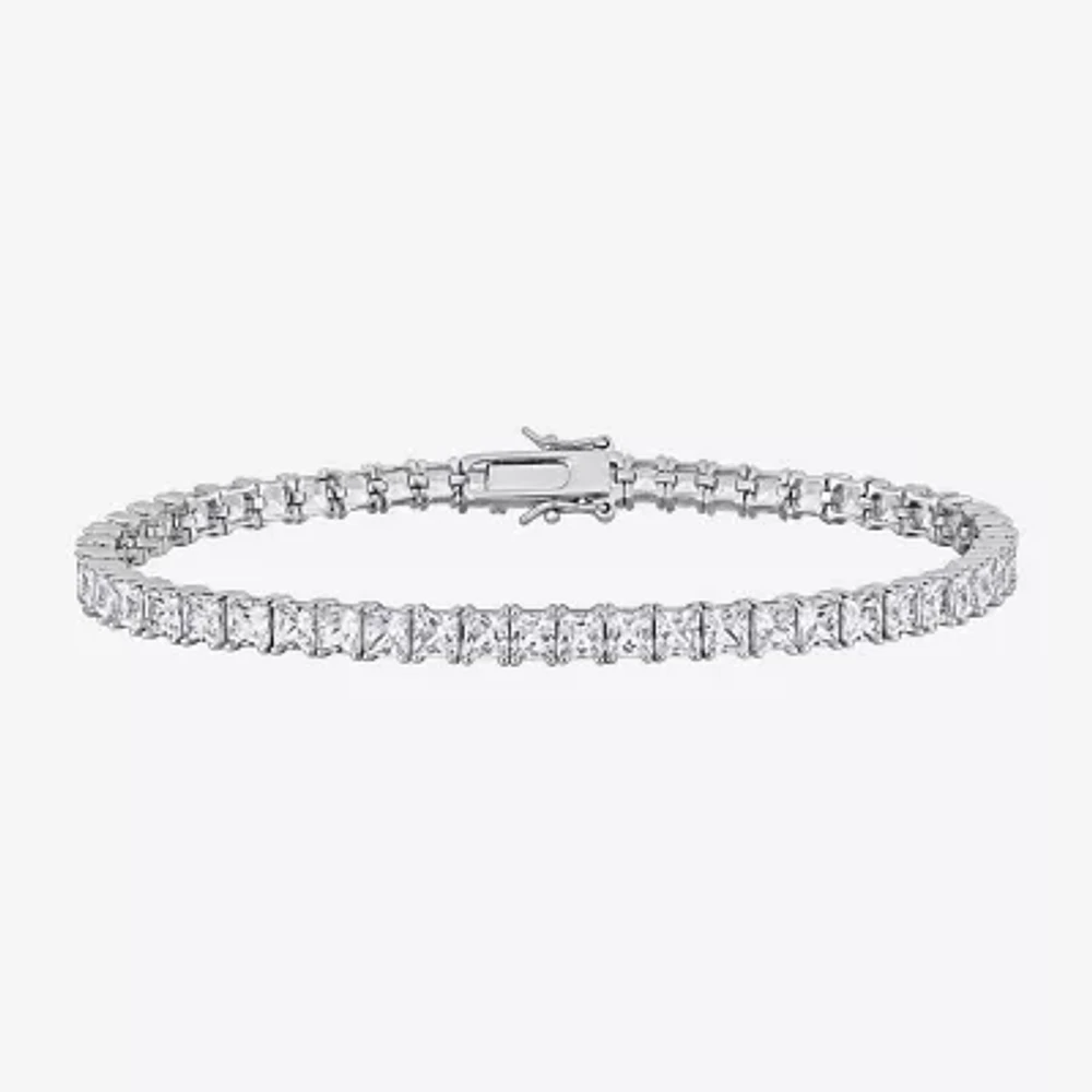 Mens Lab Created White Sapphire Sterling Silver 9 Inch Tennis Bracelet