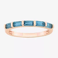 Womens Genuine Blue Topaz 10K Rose Gold Cocktail Ring