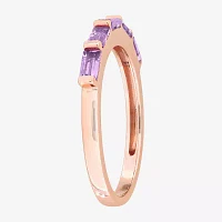 Womens Genuine Purple Amethyst 10K Rose Gold Cocktail Ring
