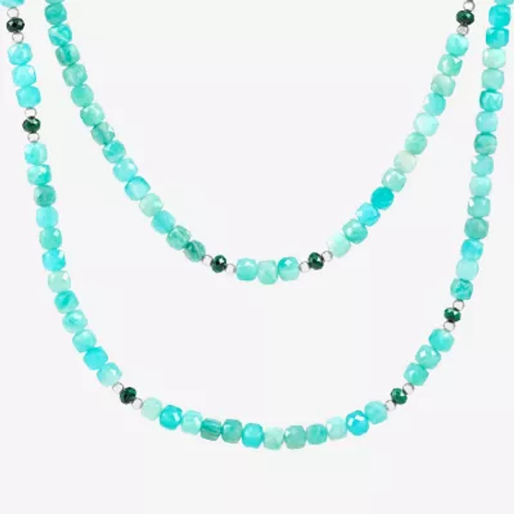 Silpada Womens Green Amazonite Sterling Silver 40 Inch Beaded Necklace