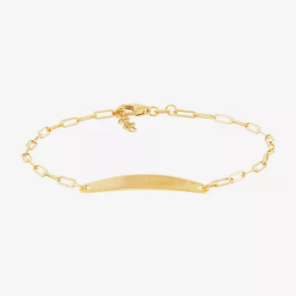 Womens 14K Gold 7.5 Inch Hollow Paperclip Id Bracelet