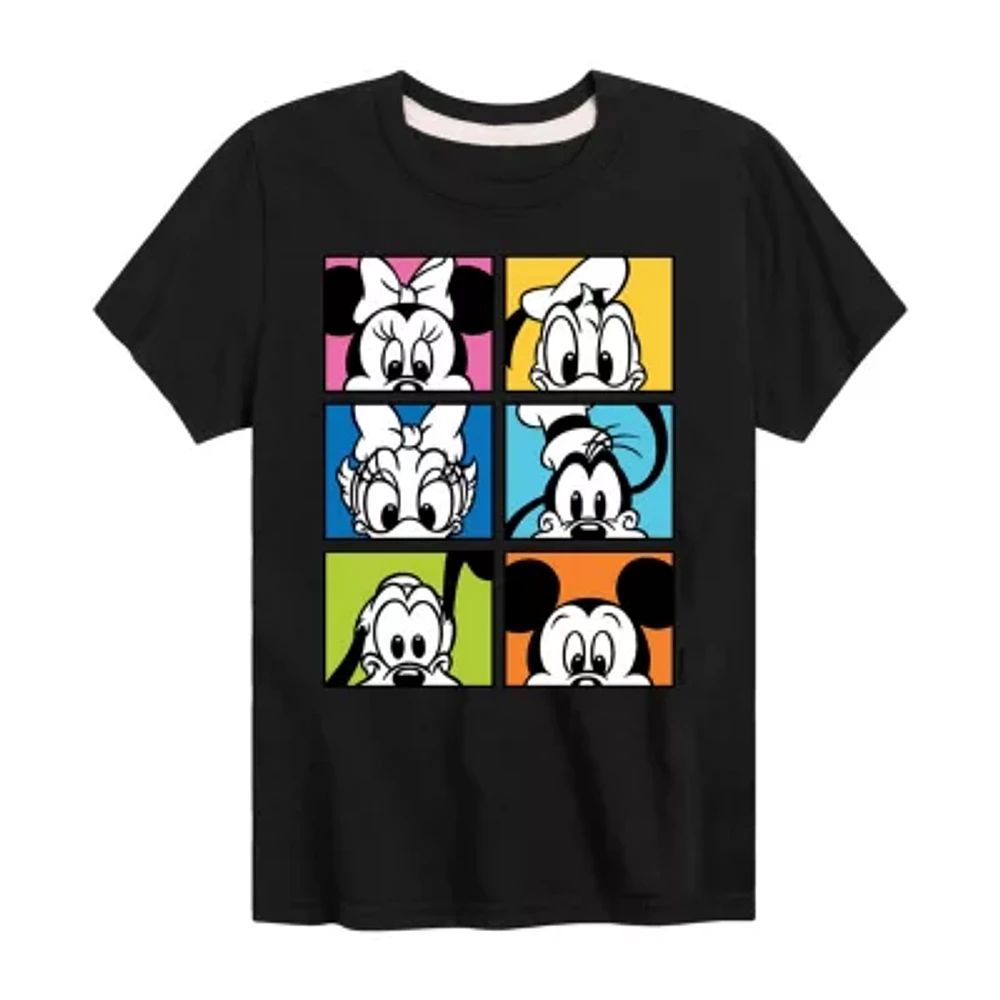 Disney Collection Little & Big Boys Crew Neck Short Sleeve Mickey and Friends Graphic T-Shirt