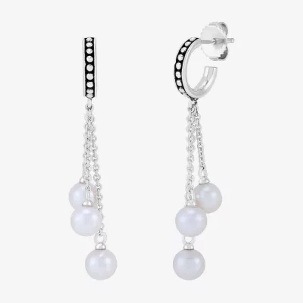 Womens Dyed Cultured Freshwater Pearl Sterling Silver Drop Earrings