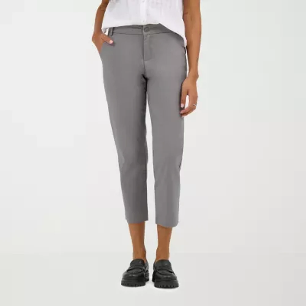 Lee Wrinkle Free Womens Stretch Fabric Straight Mid Rise Regular Fit Capri Pant