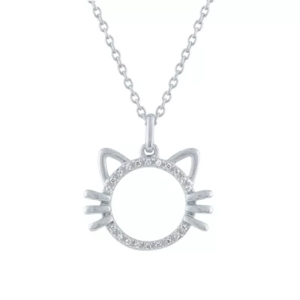 Diamond Accent "Loyal" Womens Diamond Accent Natural White Diamond Sterling Silver 18 Inch Pendant Necklace