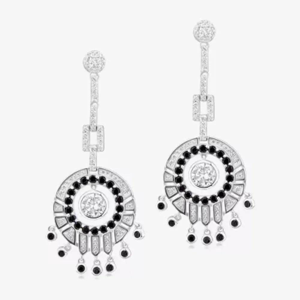 Diamonart Womens Cubic Zirconia Sterling Silver Round Drop Earrings