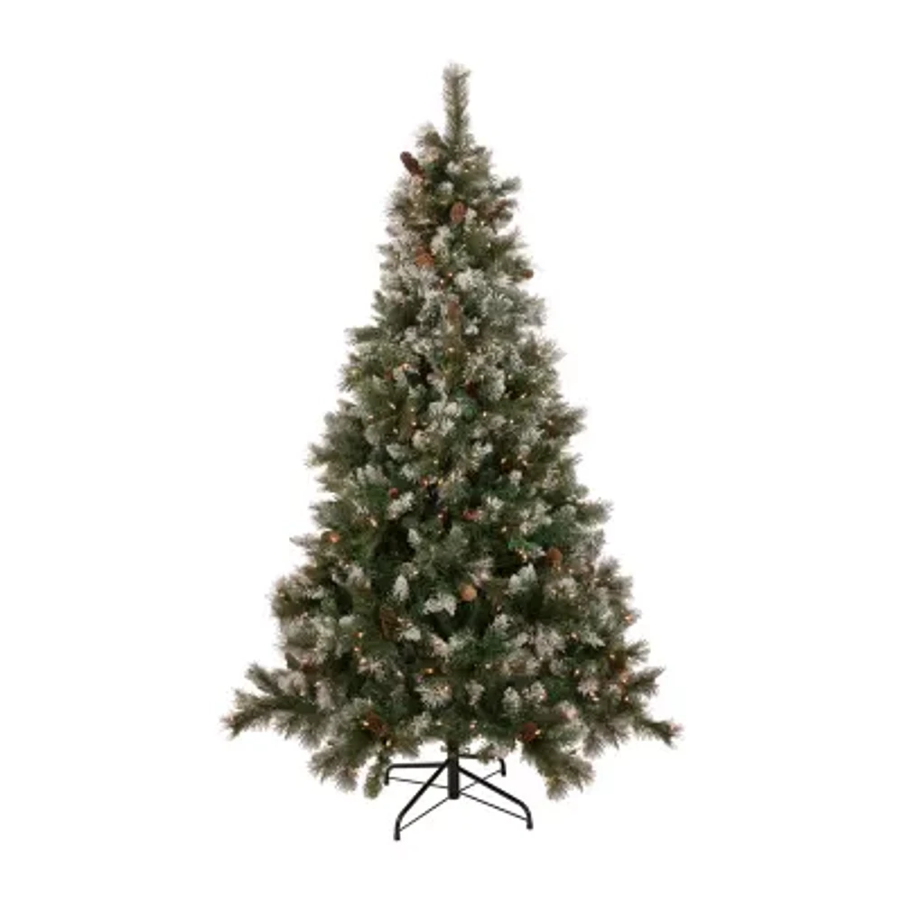 Northlight Snow Valley Artificial Clear Lights 6 1/2 Foot Pre-Lit Pine Christmas Tree