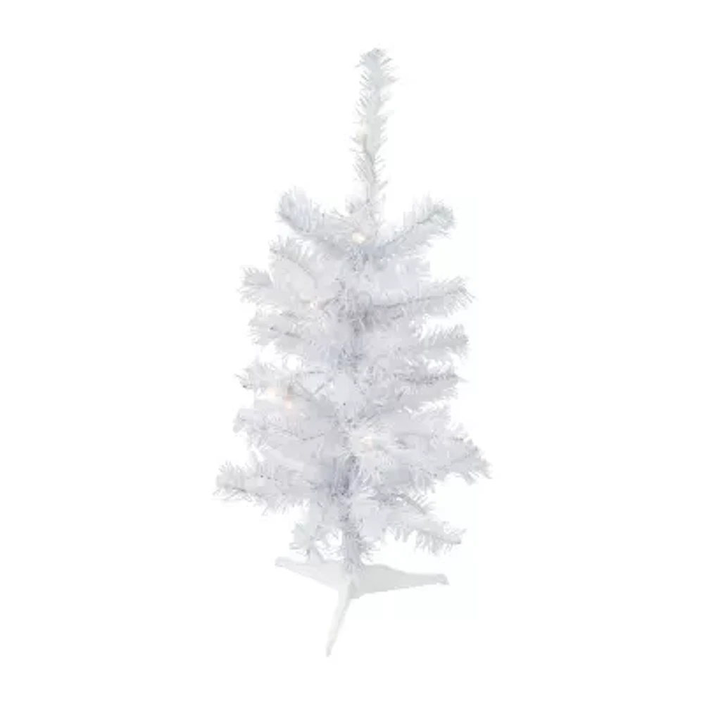 Northlight Woodbury White Slim Artificial Clear Lights 2 Foot Pre-Lit Pine Christmas Tree