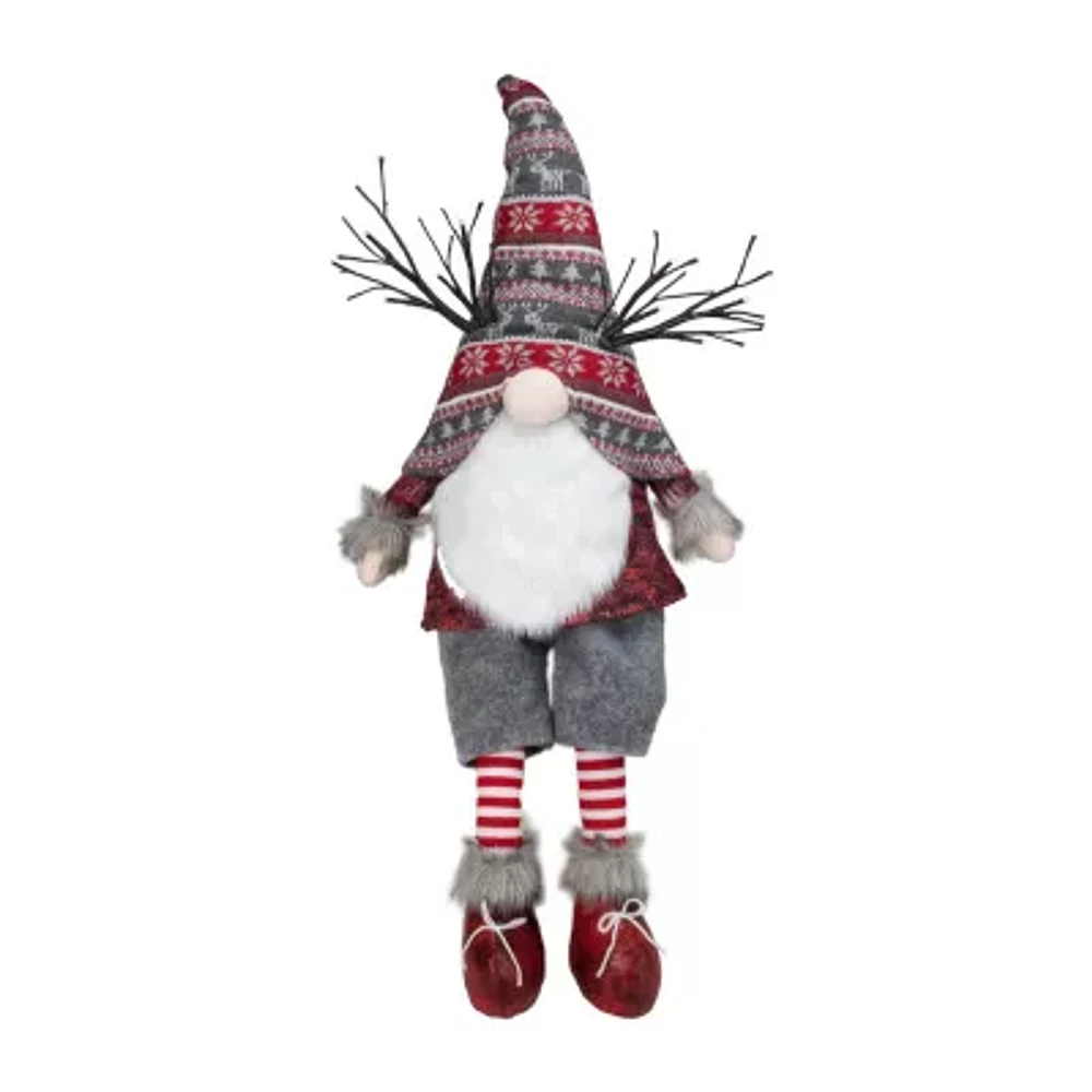 Northlight 30in Gray And Red Christmas With Led Antlers And Dangling Legs Christmas Gnome