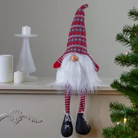 Northlight 23in Red And Gray Striped Christmas Santa  With Dangling Legs Christmas Gnome