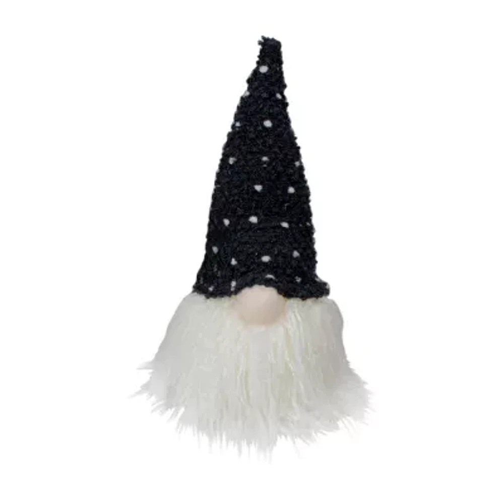 Northlight 10in Led Lighted Black And White Polka Dot Knit Christmas Christmas Gnome