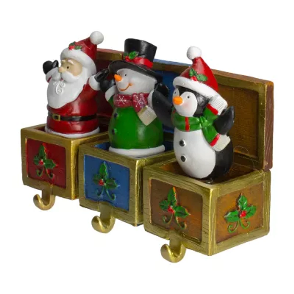 Northlight Santa Snowman And Penguin Jack In The Box 2-pc. Christmas Stocking Holder