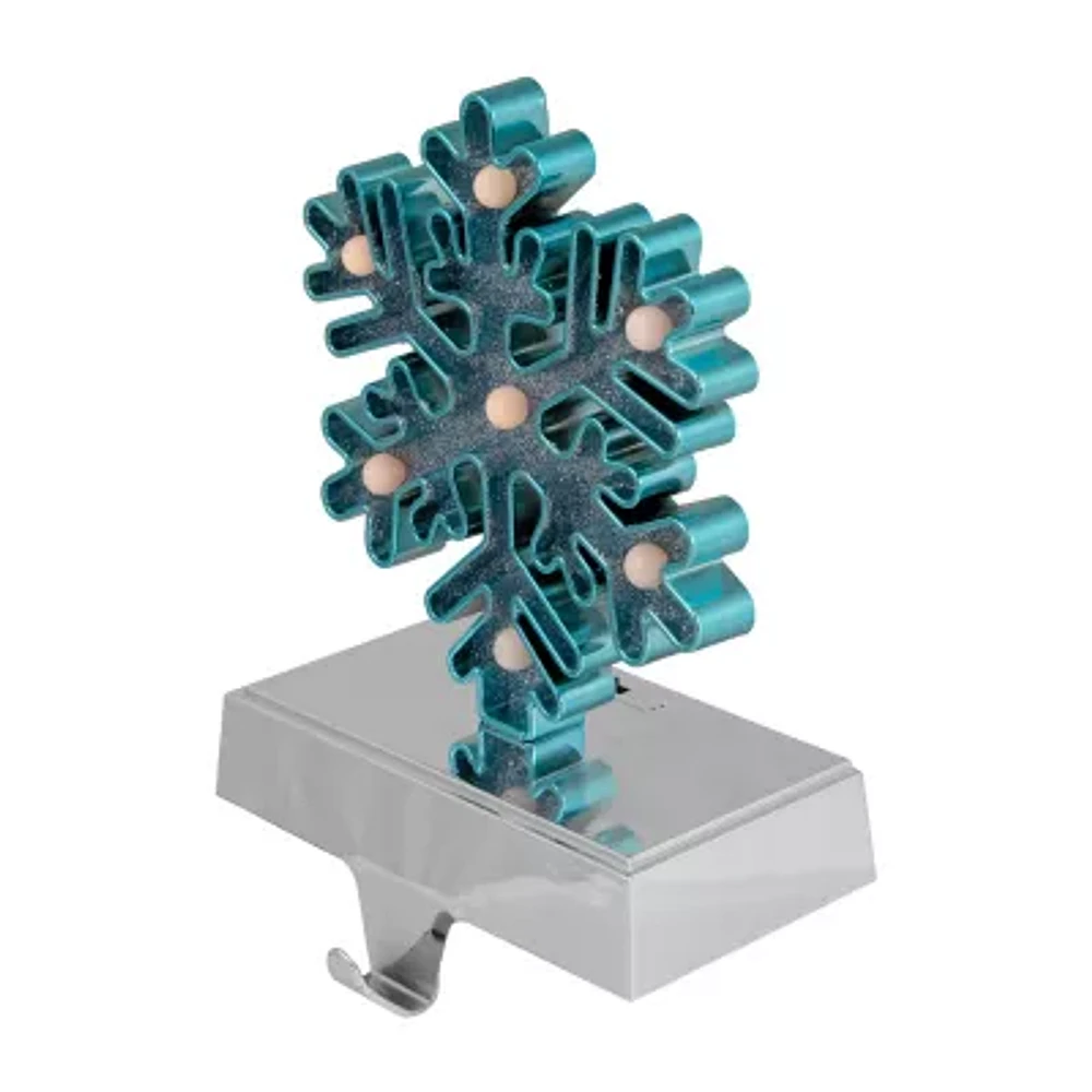 Northlight Blue And Silver Led Lighted Snowflake 7in Christmas Stocking Holder