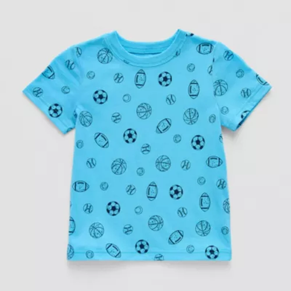 Okie Dokie Active Toddler & Little Boys Crew Neck Short Sleeve Regular Fit Graphic T-Shirt