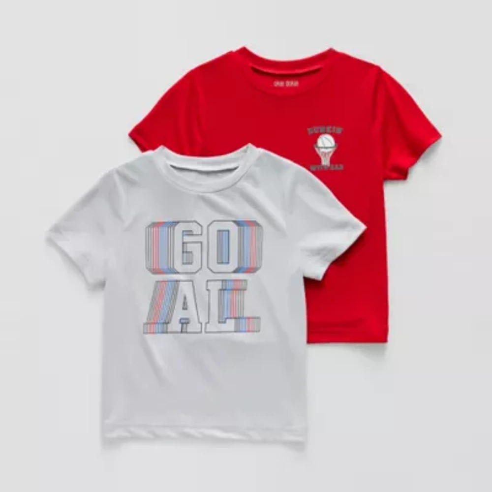 Okie Dokie Active Toddler & Little Boys Crew Neck Short Sleeve Regular Fit 2-pc. Graphic T-Shirt