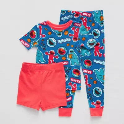 Toddler Boys Sesame Street Crew Neck Short Sleeve 3-pc. Pajama Sets