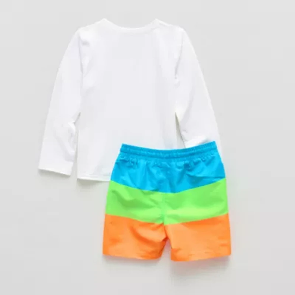 Okie Dokie Boys Striped 2-pc. Rash Guard Set