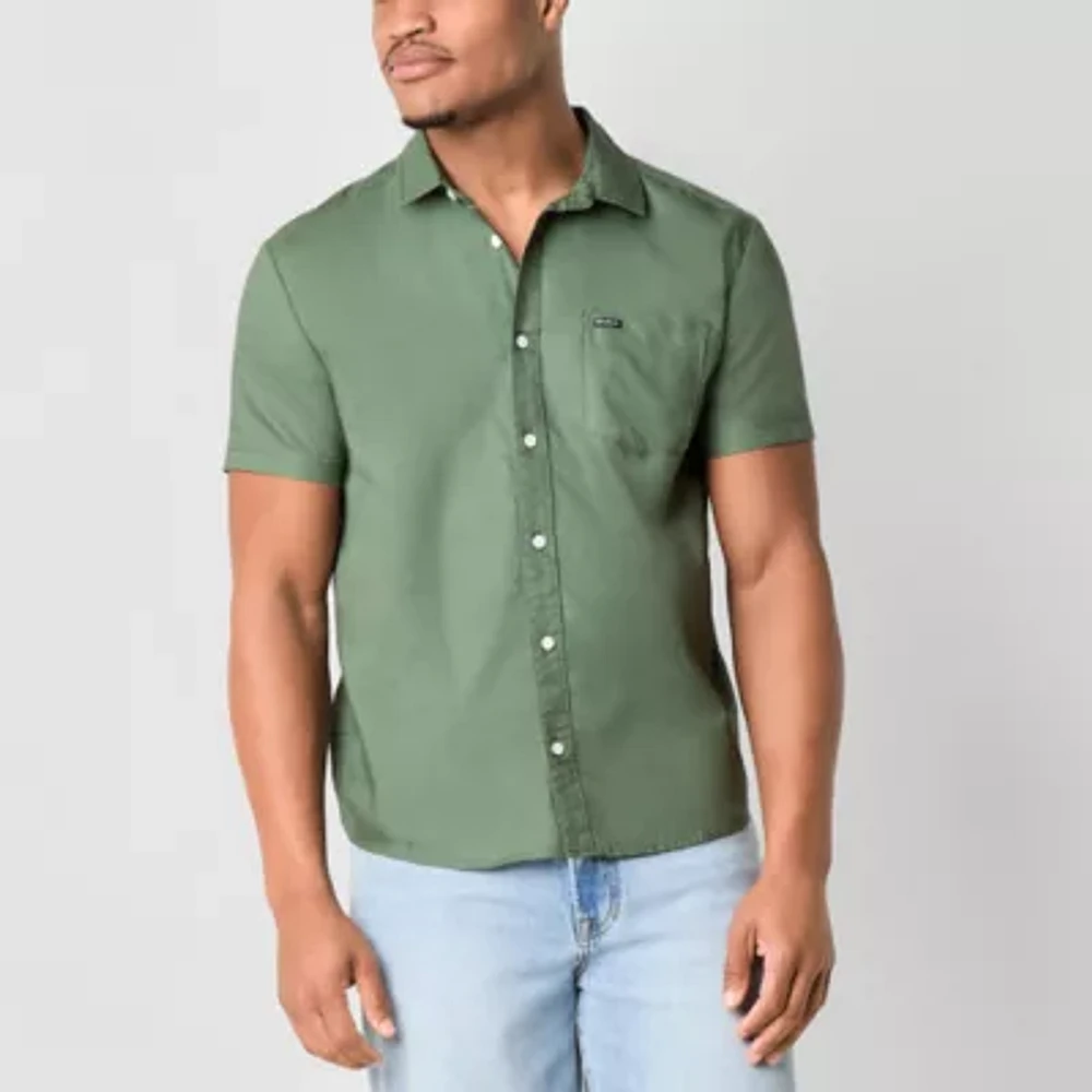 RVCA Mens Short Sleeve Button-Down Shirt