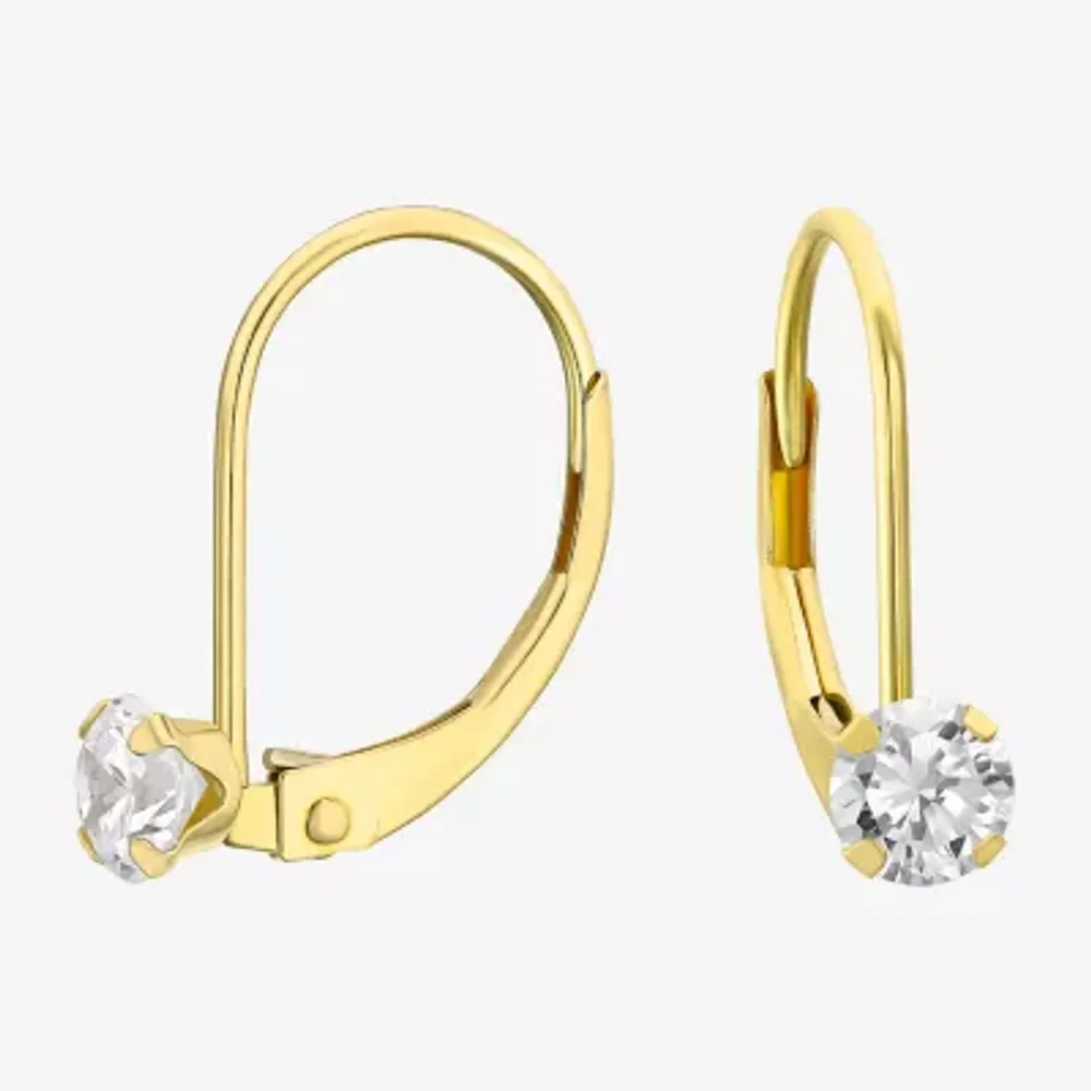 Womens Cubic Zirconia 14K Gold Drop Earrings