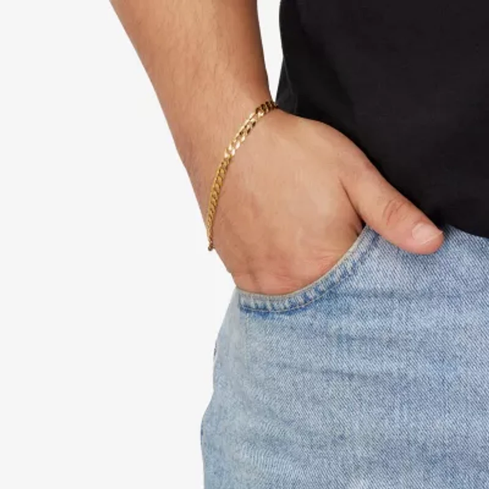 Made in Italy Mens 14K Gold 8 1/2 Inch Solid Curb Chain Bracelet