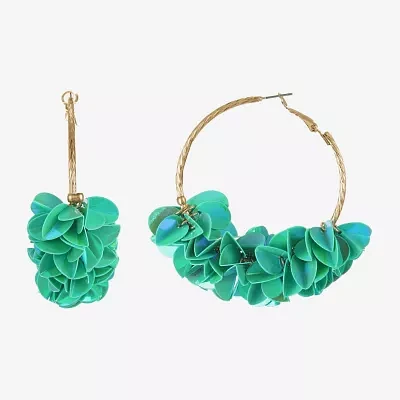 Bijoux Bar Gold Tone Womens Stainless Steel 71mm Hypoallergenic Hoop Earrings