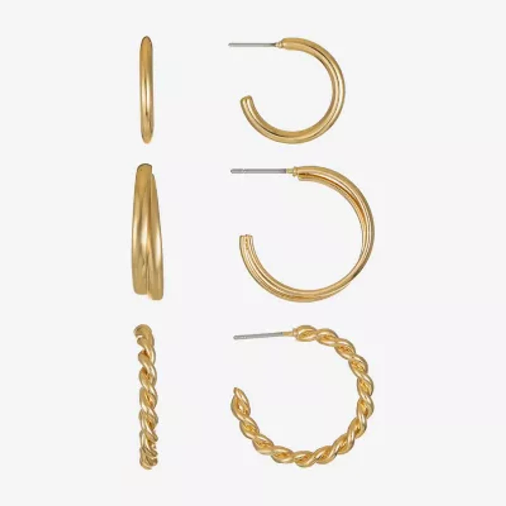Liz Claiborne Twisted Womens Hypoallergenic 3 Pair Earring Set