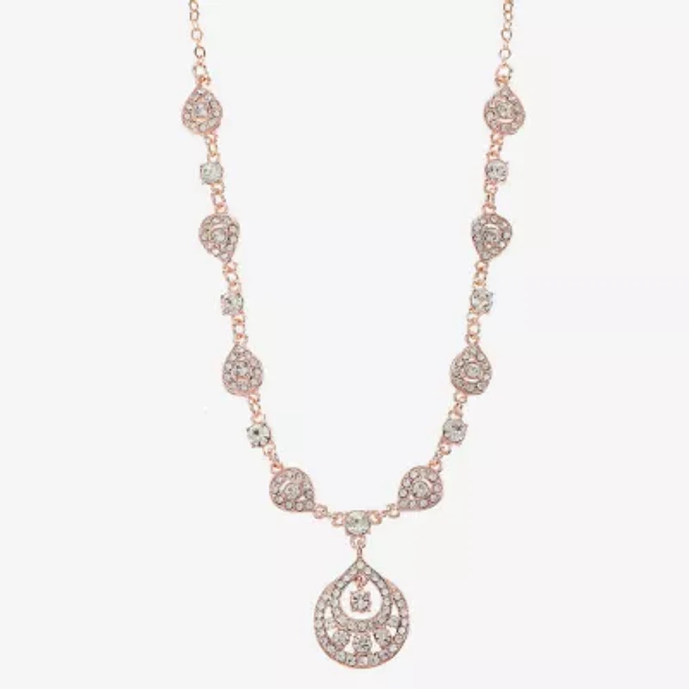 Monet Jewelry Rose Tone Womens Glass 17 Inch Pendant Necklace