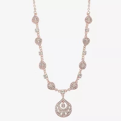 Monet Jewelry Rose Tone Womens Glass 17 Inch Pendant Necklace