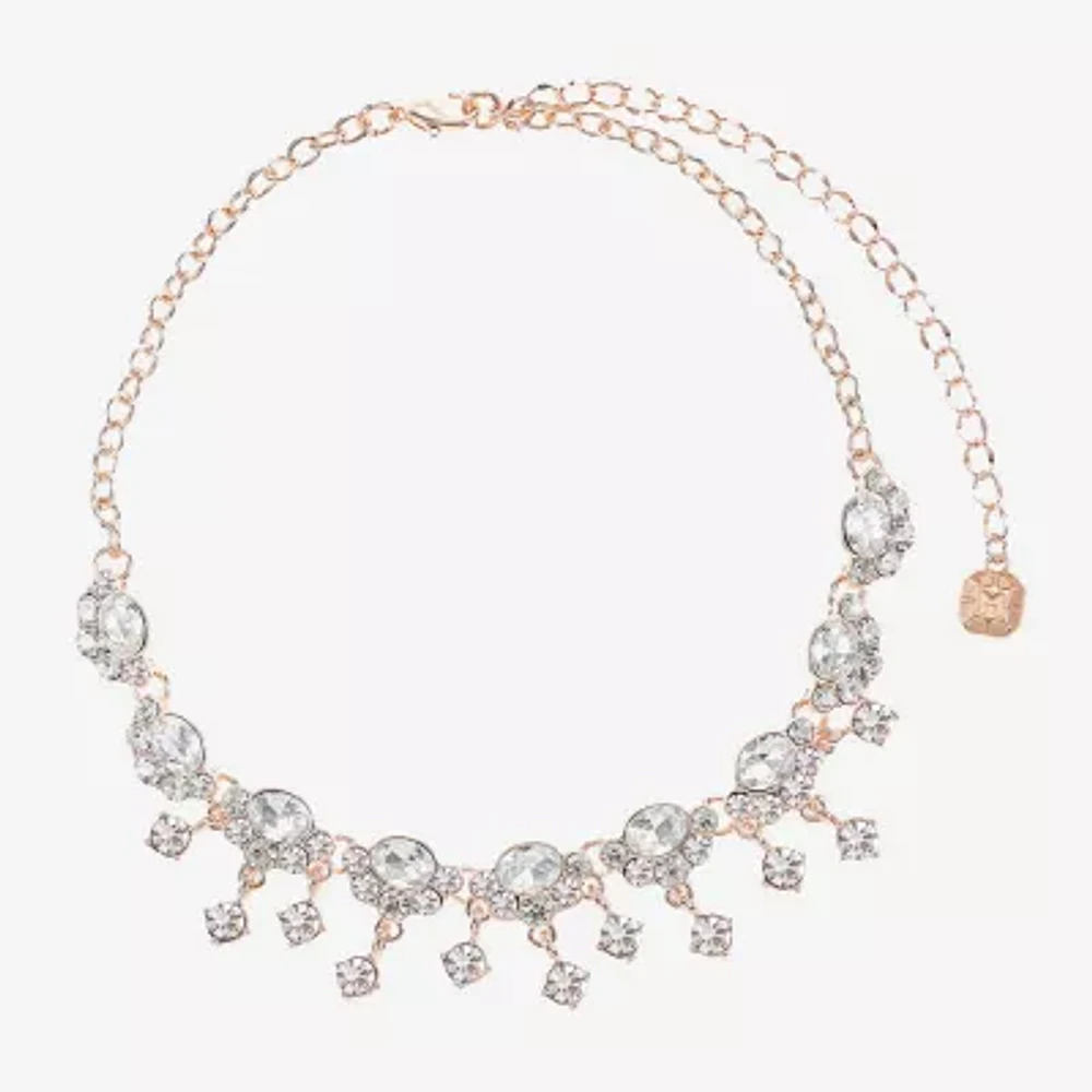 Monet Jewelry Rose Tone Womens Glass 12 Inch Choker Necklace