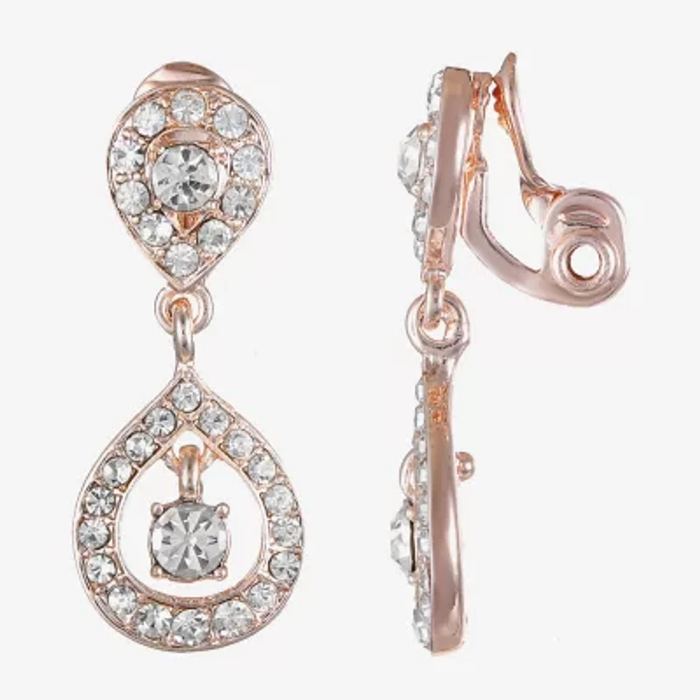 Monet Jewelry Rose Tone Womens Glass Clip On Earrings