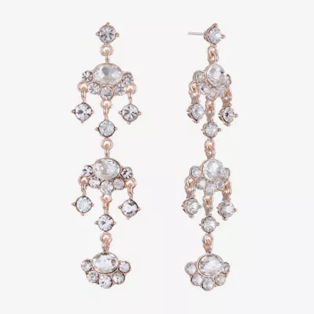 Monet Jewelry Rose Tone Womens Glass Hypoallergenic Chandelier Earrings